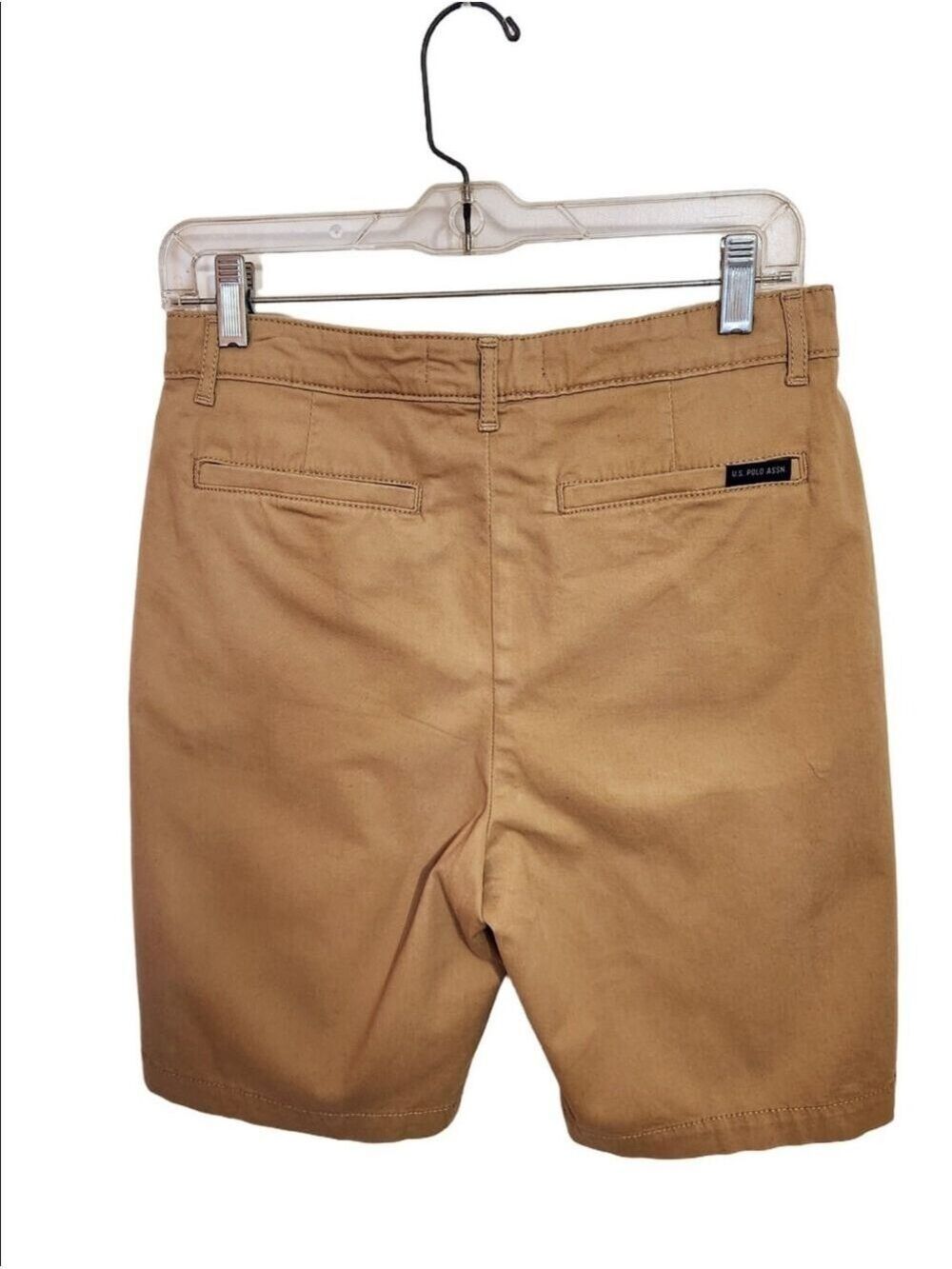 U.S. Polo Assn. Chino Twill Flat Front Fly Zip Khaki Shorts Tan Boy's 18 - Picture 4 of 9